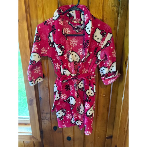 Hello Kitty Pink Fleece Bath Robe Girls Size small Sanrio - Picture 1 of 4